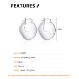 Minimalist S925 Sterling Silver Hoop Earrings U-shaped Wave Piercing Ear Jewelry