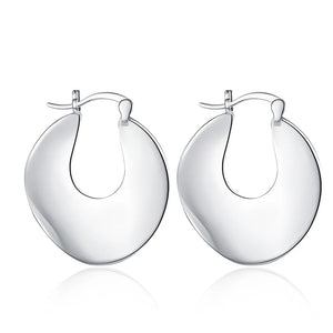 Minimalist S925 Sterling Silver Hoop Earrings U-shaped Wave Piercing Ear Jewelry