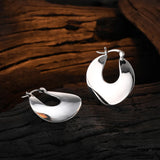 Minimalist S925 Sterling Silver Hoop Earrings U-shaped Wave Piercing Ear Jewelry