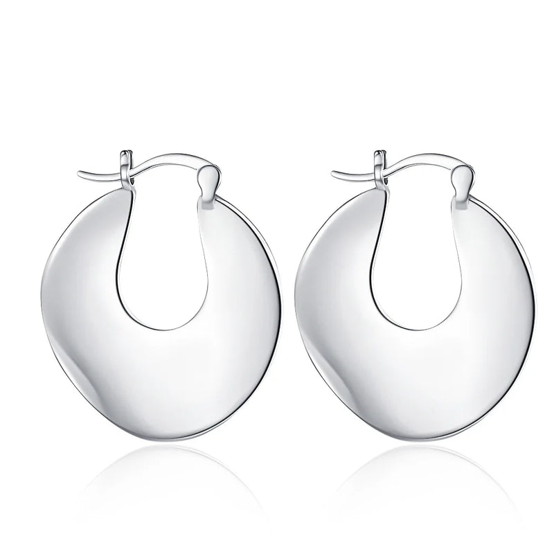 Minimalist S925 Sterling Silver Hoop Earrings U-shaped Wave Piercing Ear Jewelry