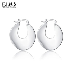 Minimalist S925 Sterling Silver Hoop Earrings U-shaped Wave Piercing Ear Jewelry