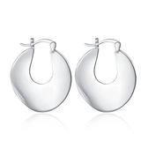 Minimalist S925 Sterling Silver Hoop Earrings U-shaped Wave Piercing Ear Jewelry