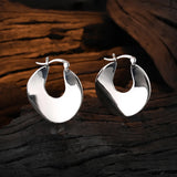 Minimalist S925 Sterling Silver Hoop Earrings U-shaped Wave Piercing Ear Jewelry