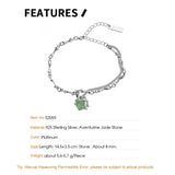 Chinese Green Aventurine Jade Bracelet S925 Sterling Silver Bamboo Chain
