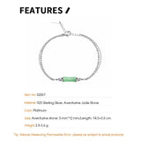 Chinese Green Bamboo Aventurine Jade Bracelet S925 Sterling Silver Double Chain