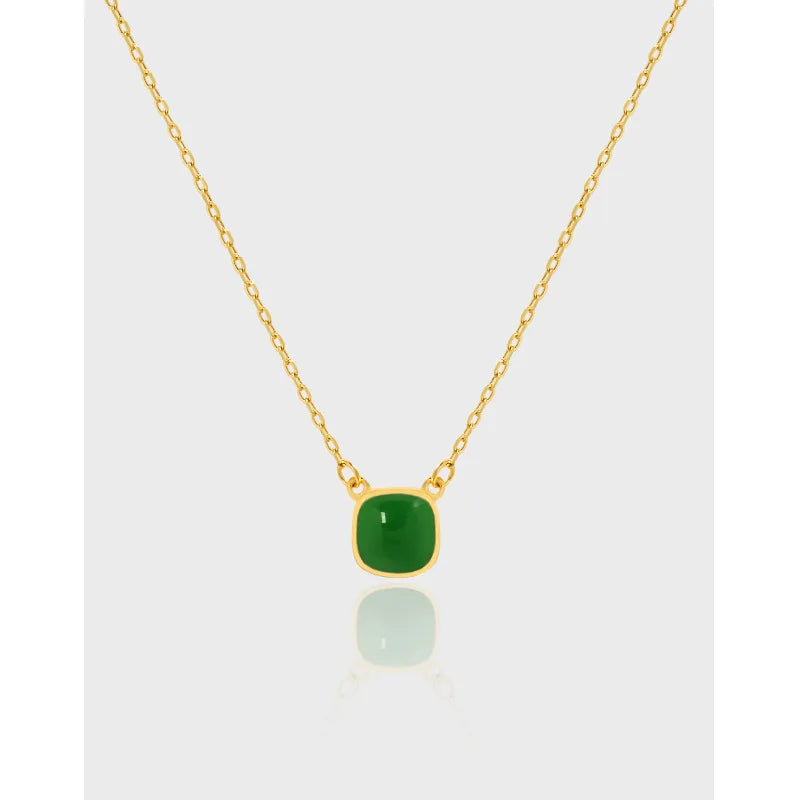 925 Silver Necklace Enamel Square Pendants for Women