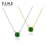 925 Silver Necklace Enamel Square Pendants for Women