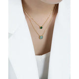 925 Silver Necklace Enamel Square Pendants for Women