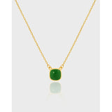 925 Silver Necklace Enamel Square Pendants for Women