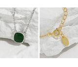 925 Silver Necklace Enamel Square Pendants for Women
