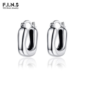 F.I.N.S Retro Old S925 Sterling Silver Geometric Small Hoop Earrings