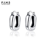 F.I.N.S Retro Old S925 Sterling Silver Geometric Small Hoop Earrings