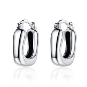F.I.N.S Retro Old S925 Sterling Silver Geometric Small Hoop Earrings