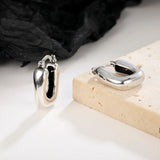 F.I.N.S Retro Old S925 Sterling Silver Geometric Small Hoop Earrings