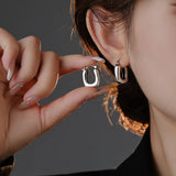 F.I.N.S Retro Old S925 Sterling Silver Geometric Small Hoop Earrings