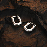 F.I.N.S Retro Old S925 Sterling Silver Geometric Small Hoop Earrings