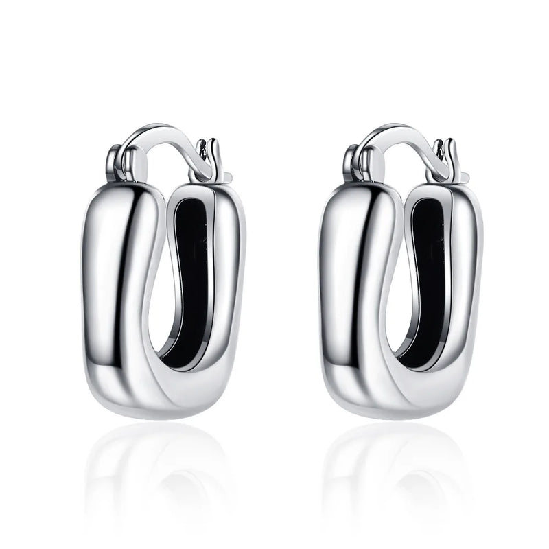 F.I.N.S Retro Old S925 Sterling Silver Geometric Small Hoop Earrings