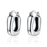 F.I.N.S Retro Old S925 Sterling Silver Geometric Small Hoop Earrings