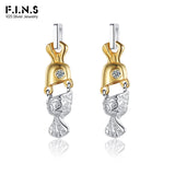 S925 Sterling Silver Candy Drop Earrings Relief Piercing Ear Jewelry