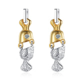 S925 Sterling Silver Candy Drop Earrings Relief Piercing Ear Jewelry