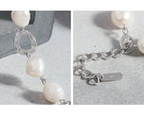 S925 Silver Baroque Pearl Circle Bracelet Geometric Wedding Jewelry