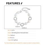 S925 Silver Baroque Pearl Circle Bracelet Geometric Wedding Jewelry