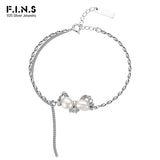 F.I.N.S S925 Silver Bracelet Freshwater Pearl Hand Fine Jewelry