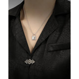 Square Lock S925 Sterling Silver Clavicle Chain Necklace Woman