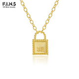 Square Lock S925 Sterling Silver Clavicle Chain Necklace Woman