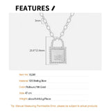 Square Lock S925 Sterling Silver Clavicle Chain Necklace Woman