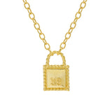 Square Lock S925 Sterling Silver Clavicle Chain Necklace Woman