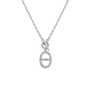 Micro-Inlaid Zircon S925 Silver Necklace Pendant OT Buckle Clavicle Chain