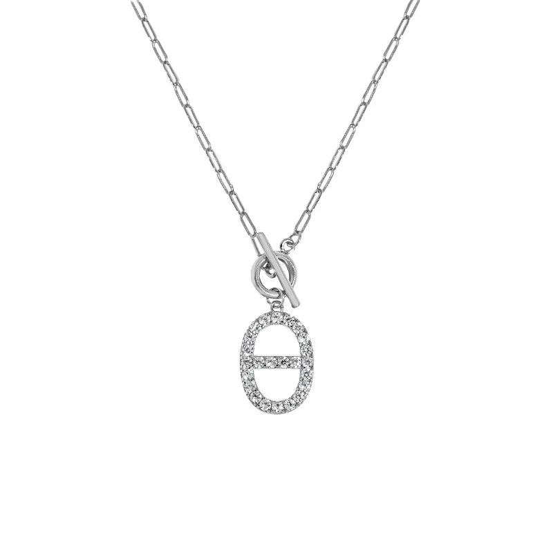 Micro-Inlaid Zircon S925 Silver Necklace Pendant OT Buckle Clavicle Chain
