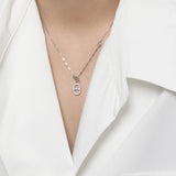 Micro-Inlaid Zircon S925 Silver Necklace Pendant OT Buckle Clavicle Chain