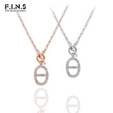 Micro-Inlaid Zircon S925 Silver Necklace Pendant OT Buckle Clavicle Chain