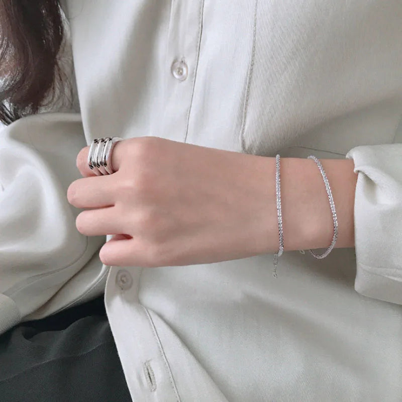 F.I.N.S S925 Sterling Silver Charm Bracelet - Classic Chain Design