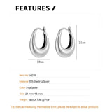 F.I.N.S 925 Silver Geometric Hoop Earrings Retro Minimalist Style