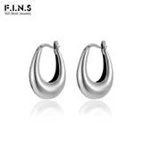 F.I.N.S 925 Silver Geometric Hoop Earrings Retro Minimalist Style