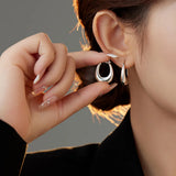 F.I.N.S 925 Silver Geometric Hoop Earrings Retro Minimalist Style