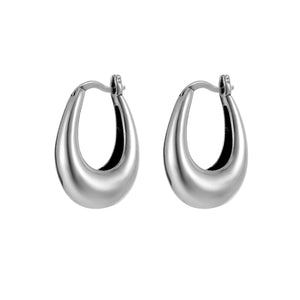F.I.N.S 925 Silver Geometric Hoop Earrings Retro Minimalist Style