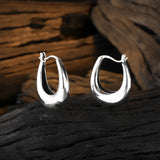 F.I.N.S 925 Silver Geometric Hoop Earrings Retro Minimalist Style