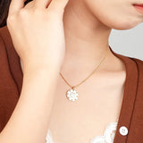 925 Sterling Silver Clover Necklace Round Coin Pendant Fine Jewelry
