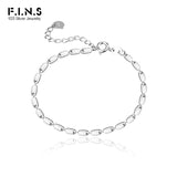 S925 Sterling Silver Oval Bead Bracelet Minimalist Fine Jewelry