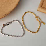 S925 Sterling Silver Oval Bead Bracelet Minimalist Fine Jewelry