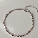 S925 Sterling Silver Oval Bead Bracelet Minimalist Fine Jewelry
