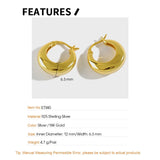 925 Sterling Silver Hoop Earrings Round Circle Geometry Fine Jewelry