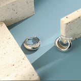 925 Sterling Silver Hoop Earrings Round Circle Geometry Fine Jewelry
