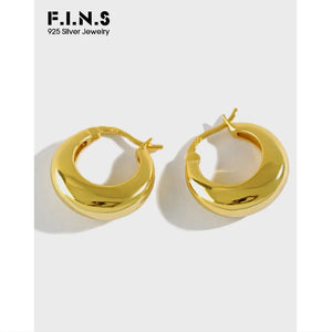 925 Sterling Silver Hoop Earrings Round Circle Geometry Fine Jewelry