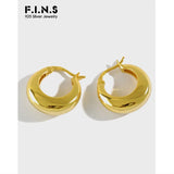 925 Sterling Silver Hoop Earrings Round Circle Geometry Fine Jewelry