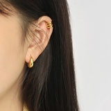 925 Sterling Silver Hoop Earrings Round Circle Geometry Fine Jewelry